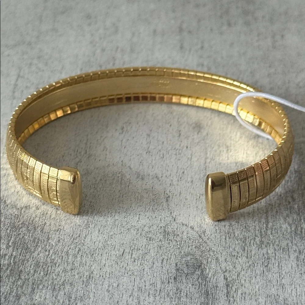 Mia Fiore Dyadema Gold Plated Bronze Open Cuff Bracelet Italy